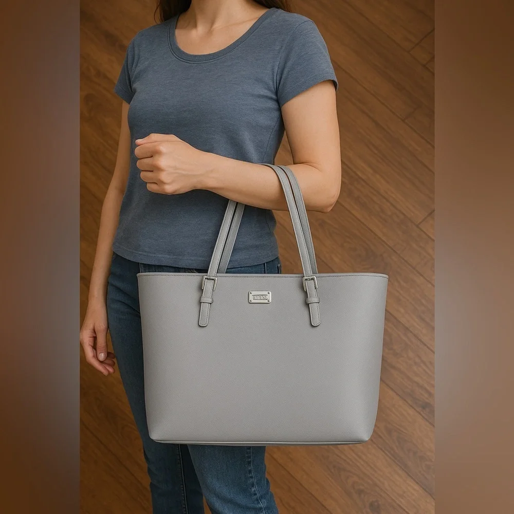 Michael Kors Jet Set Travel large tote bag in grey saffiano leather